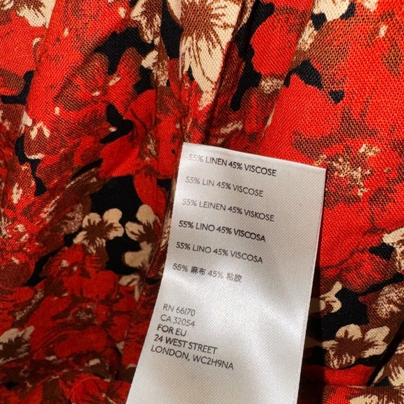 Free People Floral Pattern Play Mini Linen Dress Size Large - Picture 6 of 7